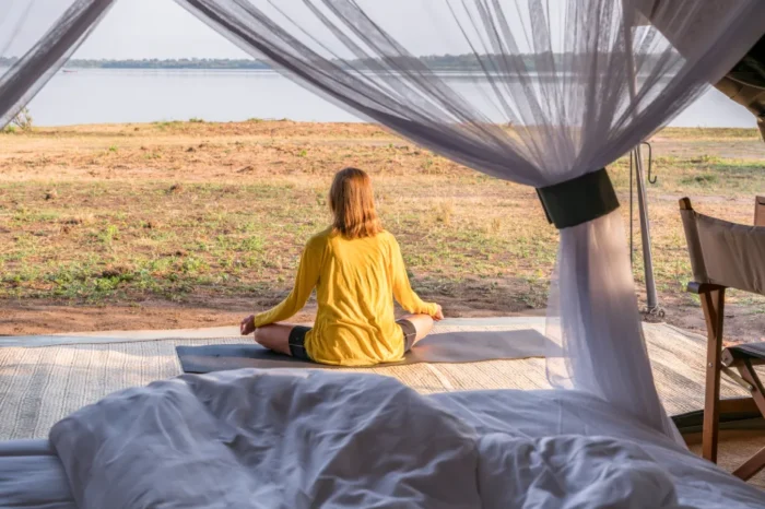 Honey Bear Bush Camp is a small, peaceful camp on the southern bank of the Kazinga Channel inside the Kyambura Game Reserve, close to Queen Elizabeth National Park.