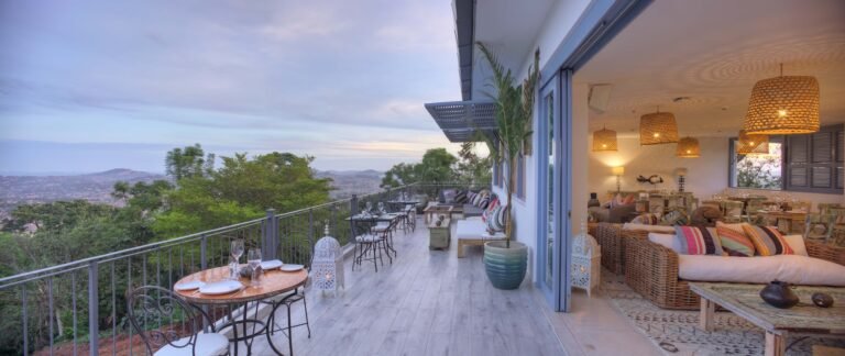 The Upside balcony and interior of Latitude 0 Hotel Kampala